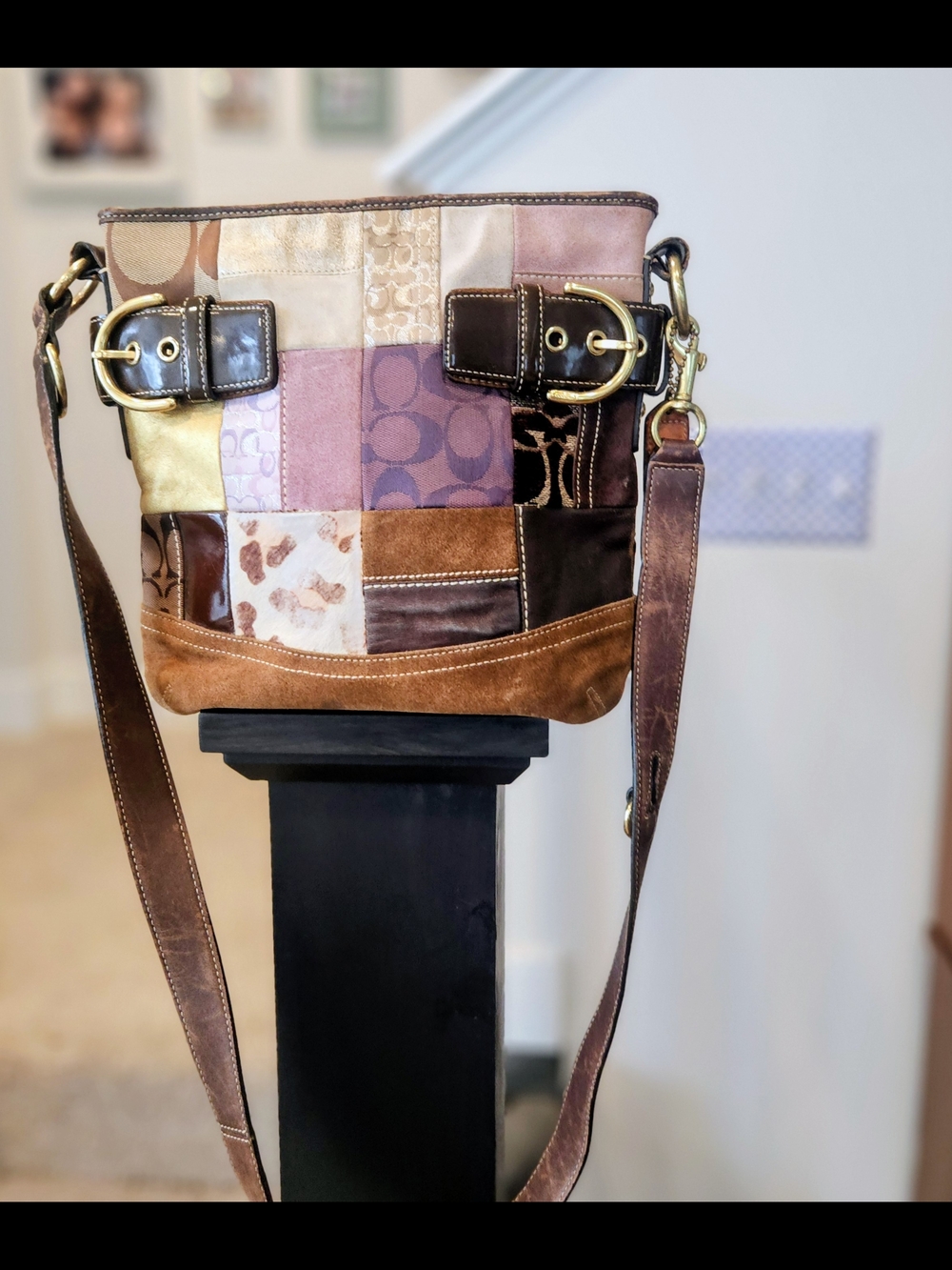 Vintage Y2K Coach Multicolor 2 way Bag Eva Holiday Patchwork Purse Style 3573